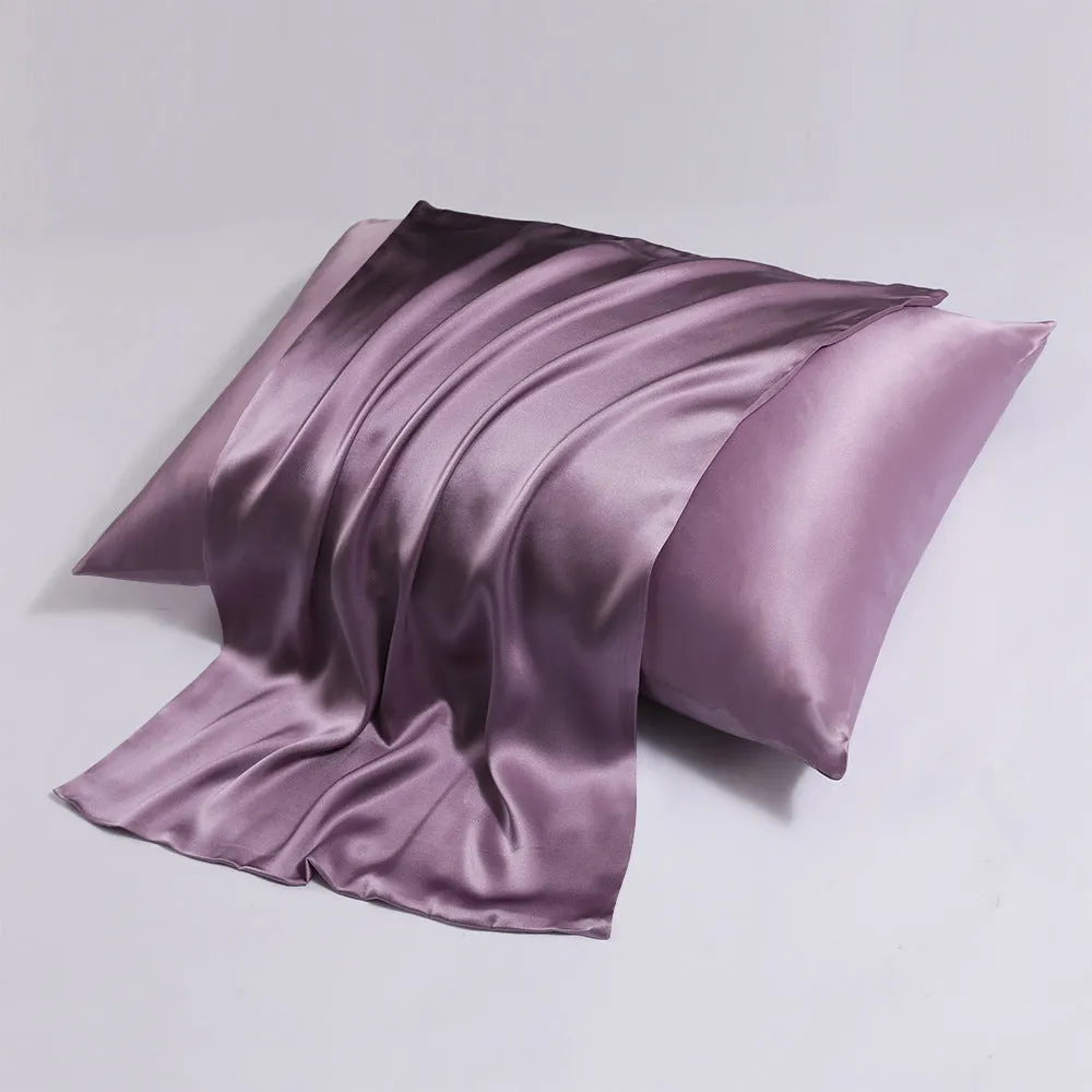 Zipper silk double-sided pillowcase in light champagne colour showing concealed zipper and mulberry silk texture