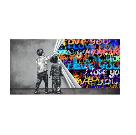 Children's graffiti abstract canvas print frameless wall art in modern style for kids room