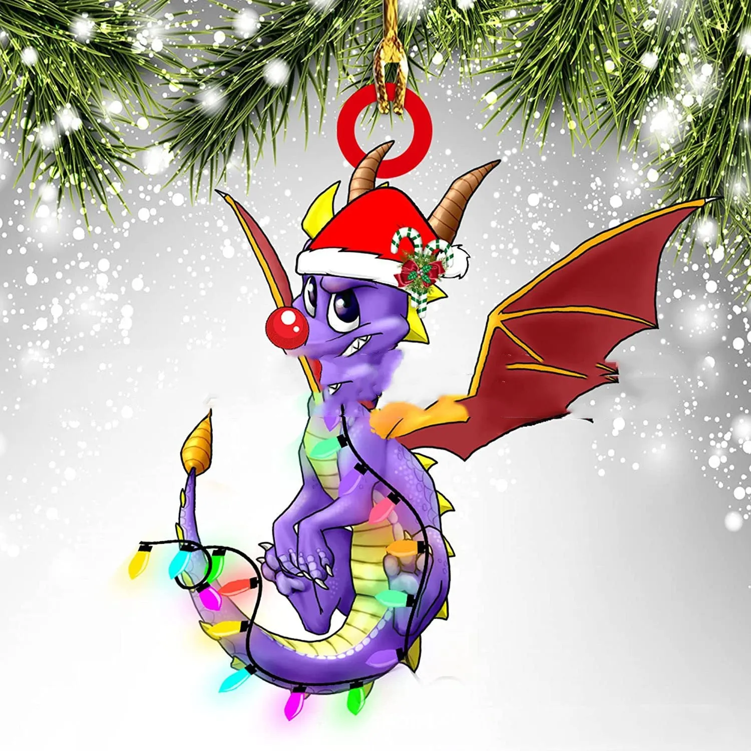 Dinosaur dragon egg Christmas pendant in acrylic, 8cm, one of 18 colour styles