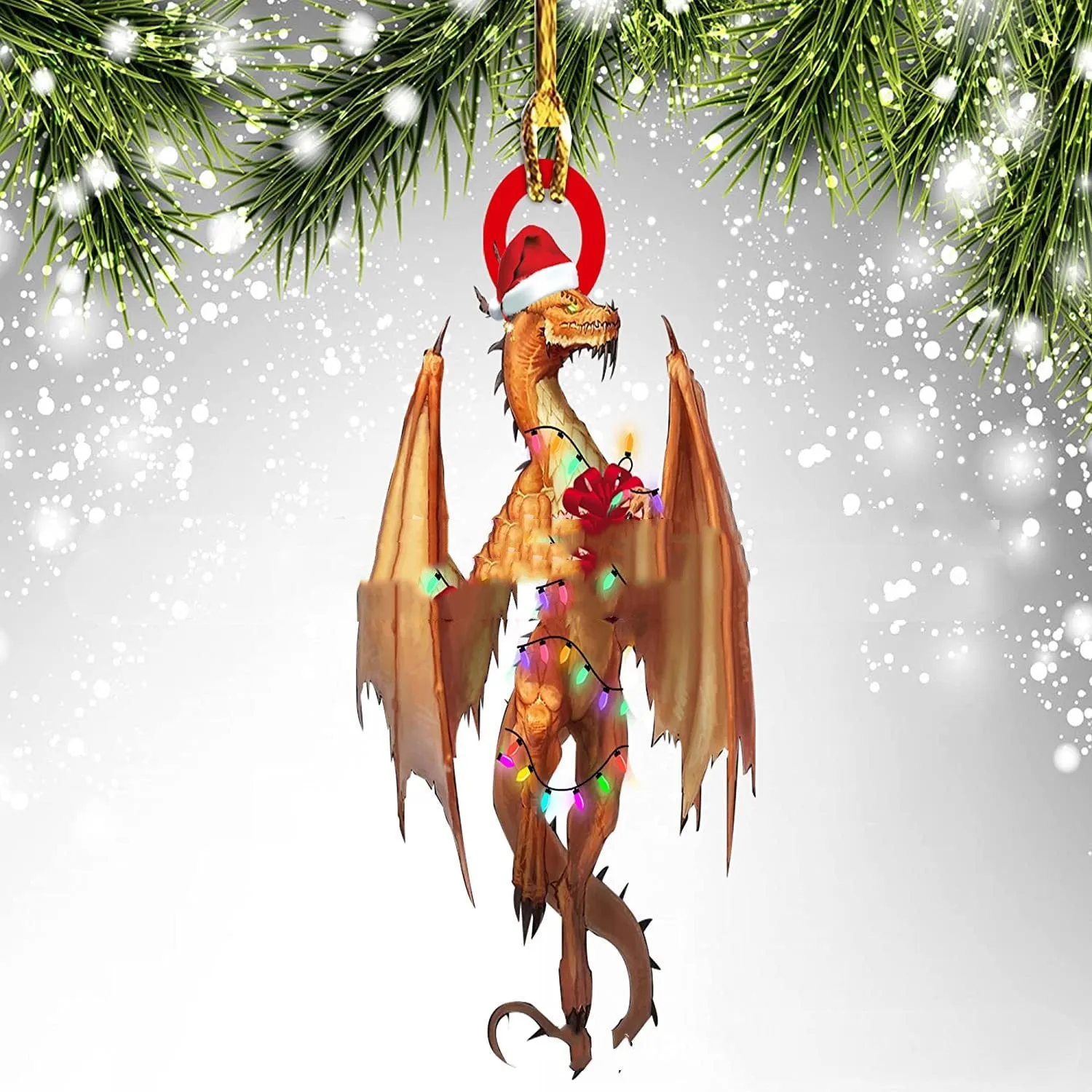 Dinosaur dragon egg Christmas pendant in acrylic, 8cm, one of 18 colour styles