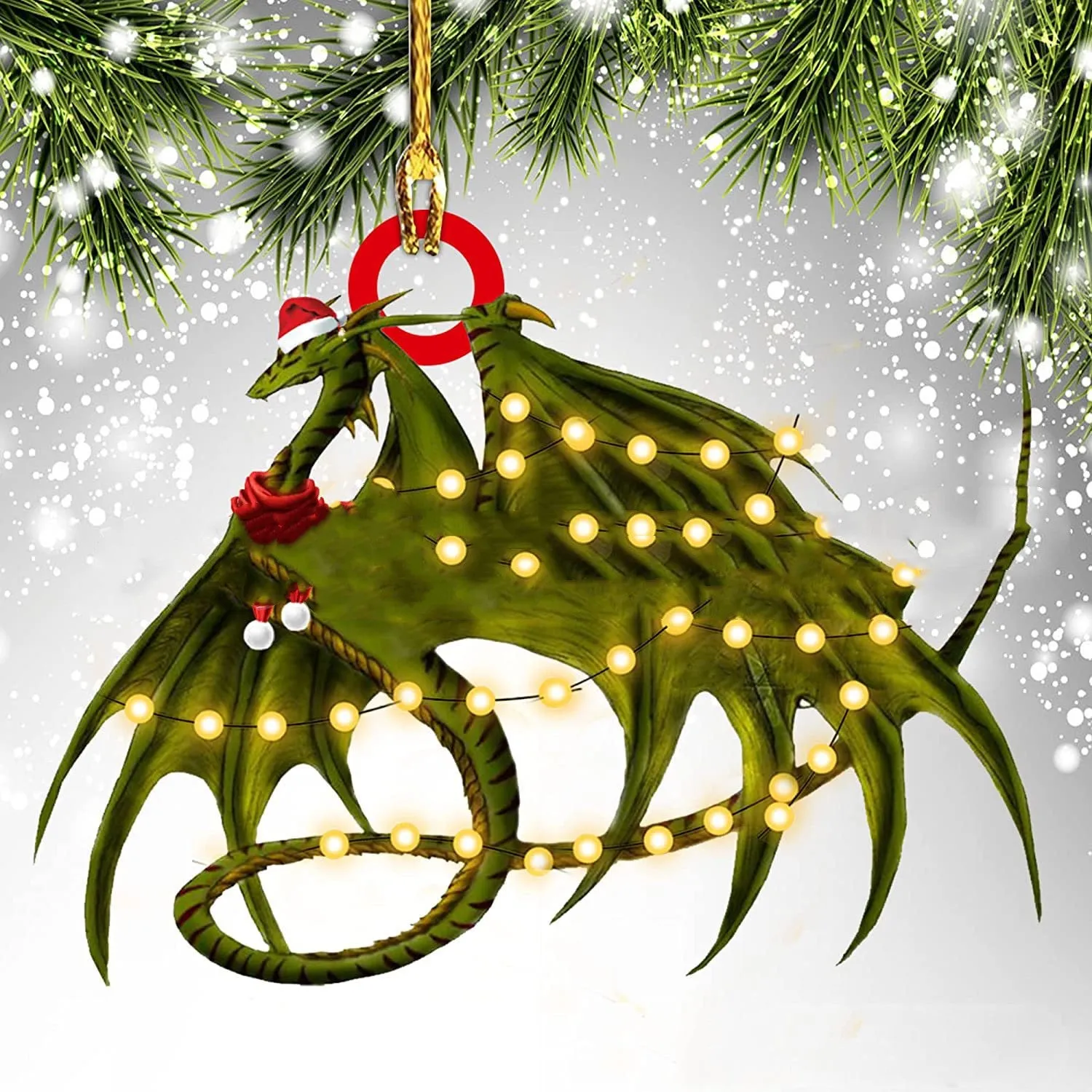 Dinosaur dragon egg Christmas pendant in acrylic, 8cm, one of 18 colour styles