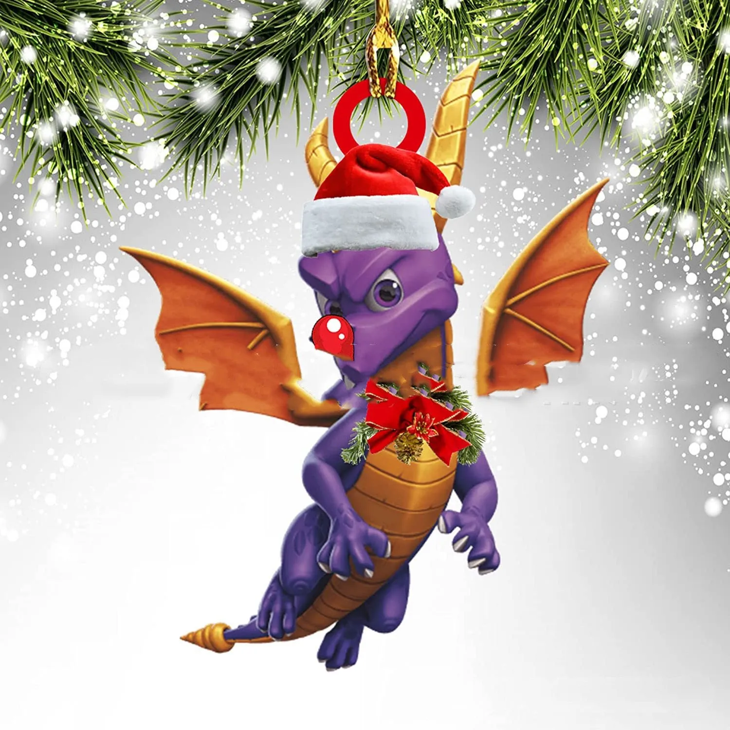 Dinosaur dragon egg Christmas pendant in acrylic, 8cm, one of 18 colour styles