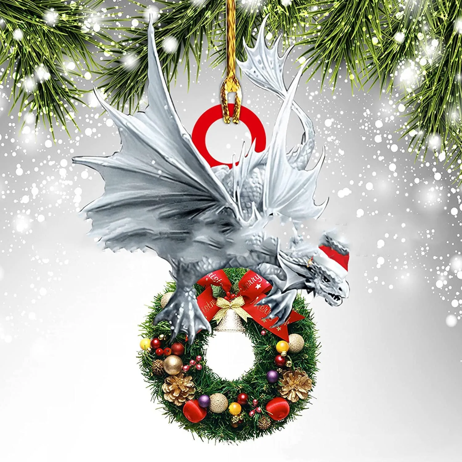Dinosaur dragon egg Christmas pendant in acrylic, 8cm, one of 18 colour styles