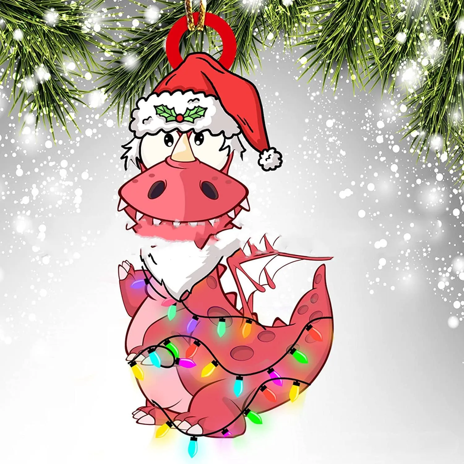 Dinosaur dragon egg Christmas pendant in acrylic, 8cm, one of 18 colour styles