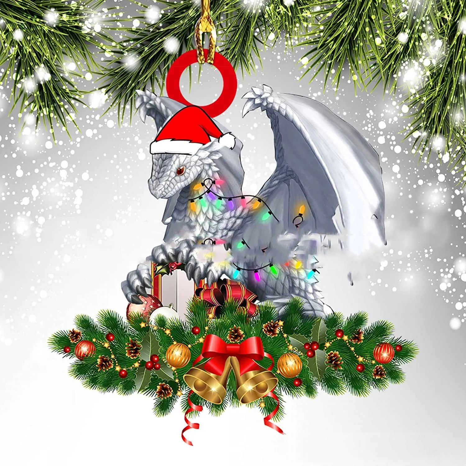 Dinosaur dragon egg Christmas pendant in acrylic, 8cm, one of 18 colour styles