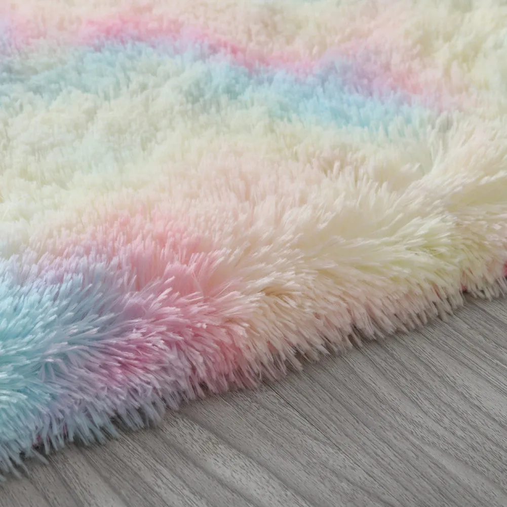 Round tie-dye rainbow polyester machine woven carpet, 60cm to 200cm diameter options, Nordic style
