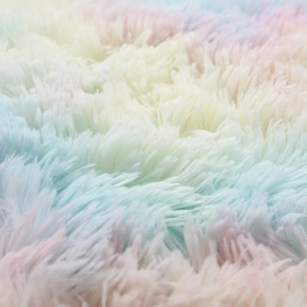 Round tie-dye rainbow polyester machine woven carpet, 60cm to 200cm diameter options, Nordic style