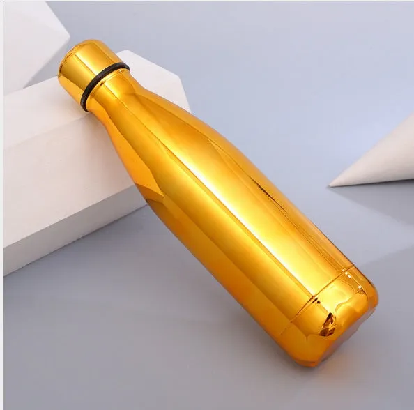 500ml stainless steel vacuum flask with silver finish, double wall insulation, screw cap, suitable for hot and cold drinks
