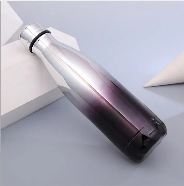 500ml stainless steel vacuum flask with silver finish, double wall insulation, screw cap, suitable for hot and cold drinks