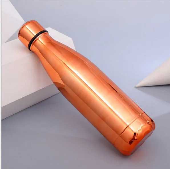 500ml stainless steel vacuum flask with silver finish, double wall insulation, screw cap, suitable for hot and cold drinks