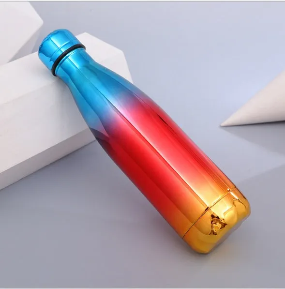 500ml stainless steel vacuum flask with silver finish, double wall insulation, screw cap, suitable for hot and cold drinks