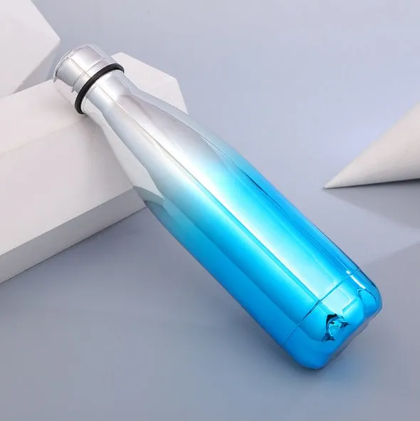500ml stainless steel vacuum flask with silver finish, double wall insulation, screw cap, suitable for hot and cold drinks