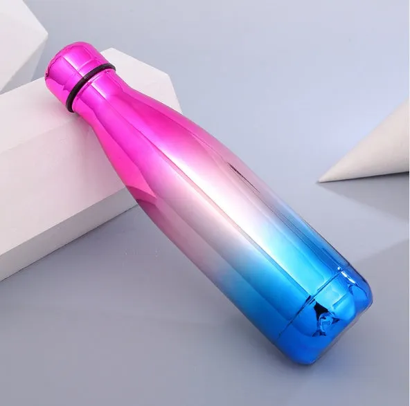 500ml stainless steel vacuum flask with silver finish, double wall insulation, screw cap, suitable for hot and cold drinks