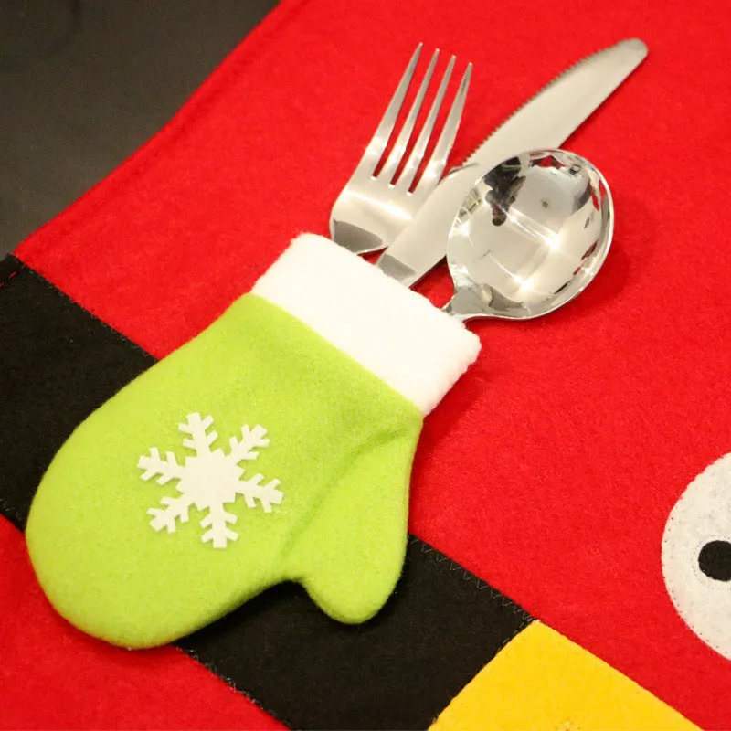 Red brushed fabric Christmas table mat 45x33cm on a dining table