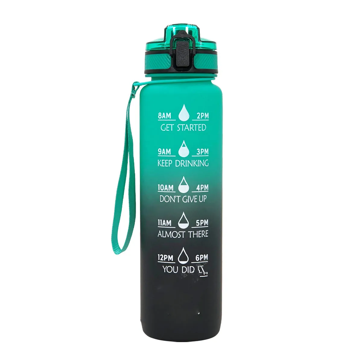 1000ml gradient plastic sports water bottle in grey with secure lid