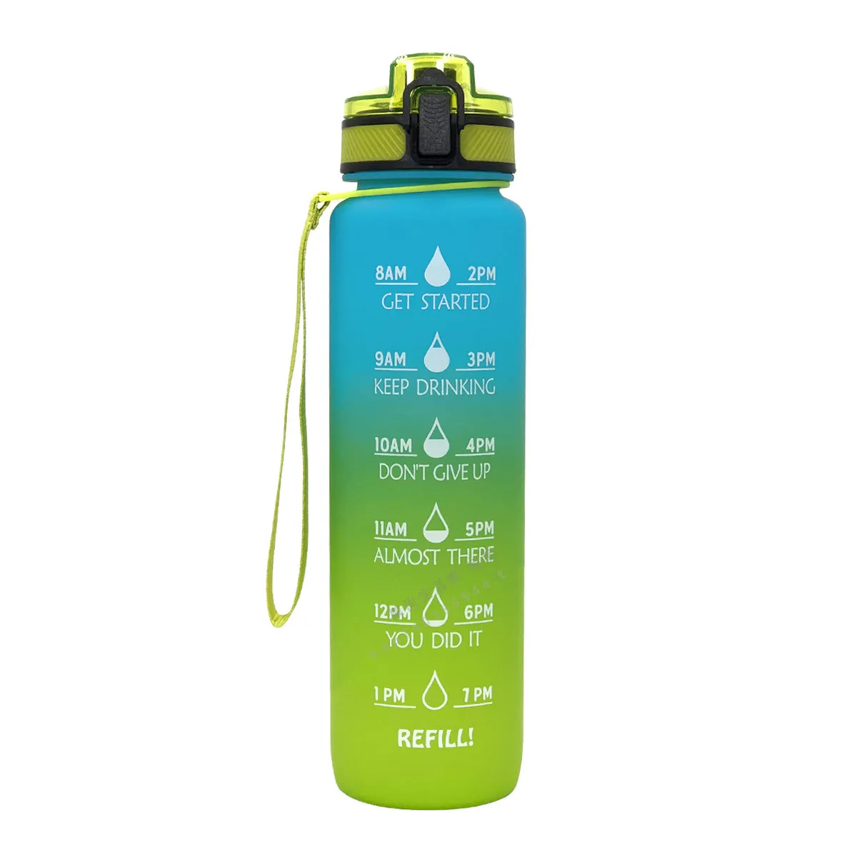 1000ml gradient plastic sports water bottle in grey with secure lid