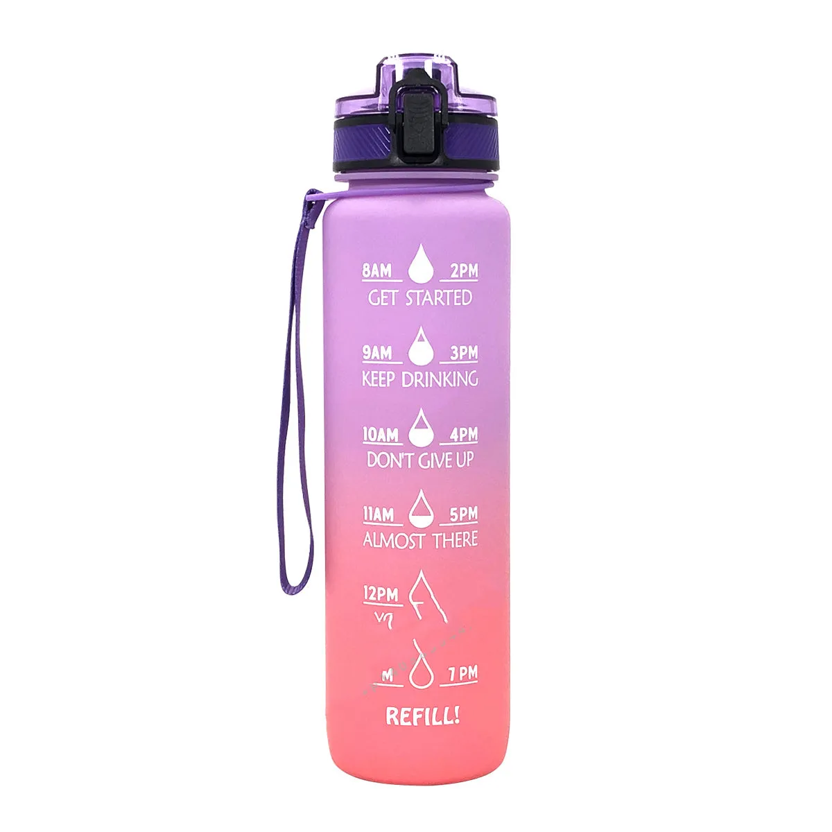 1000ml gradient plastic sports water bottle in grey with secure lid