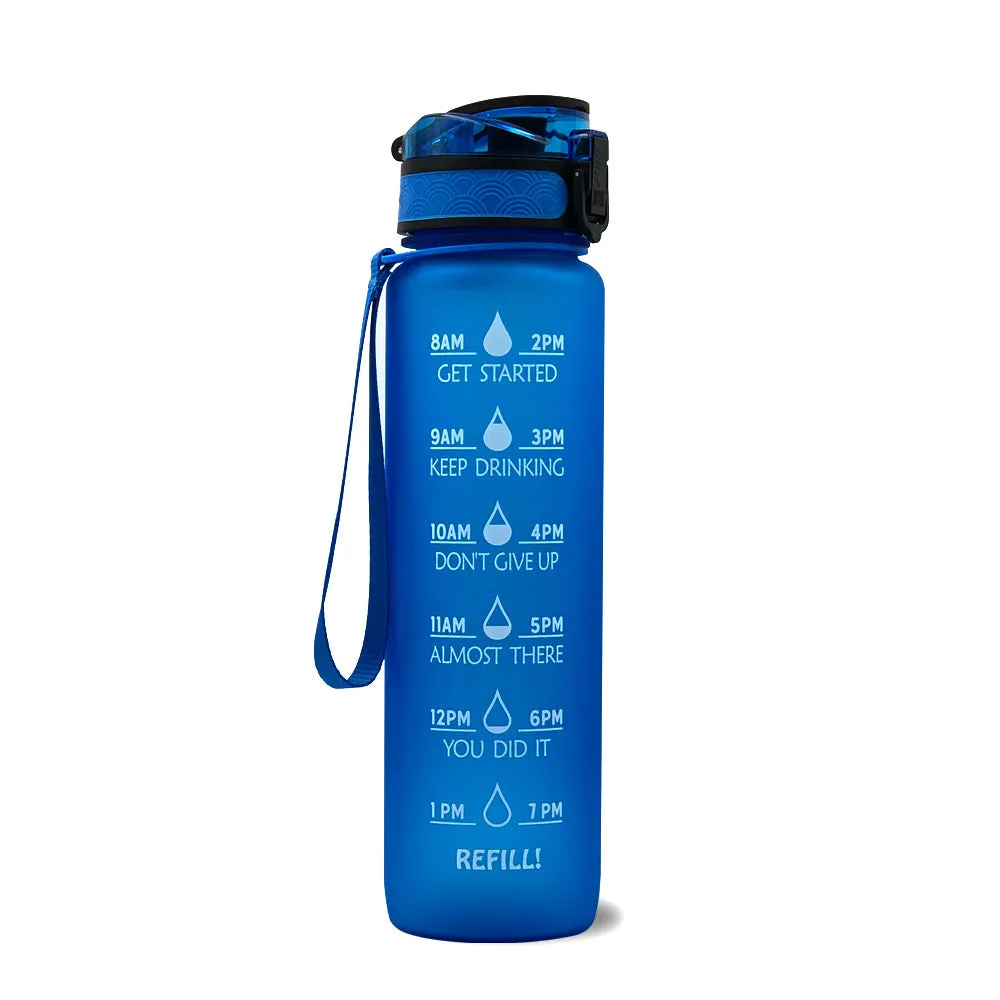 1000ml gradient plastic sports water bottle in grey with secure lid