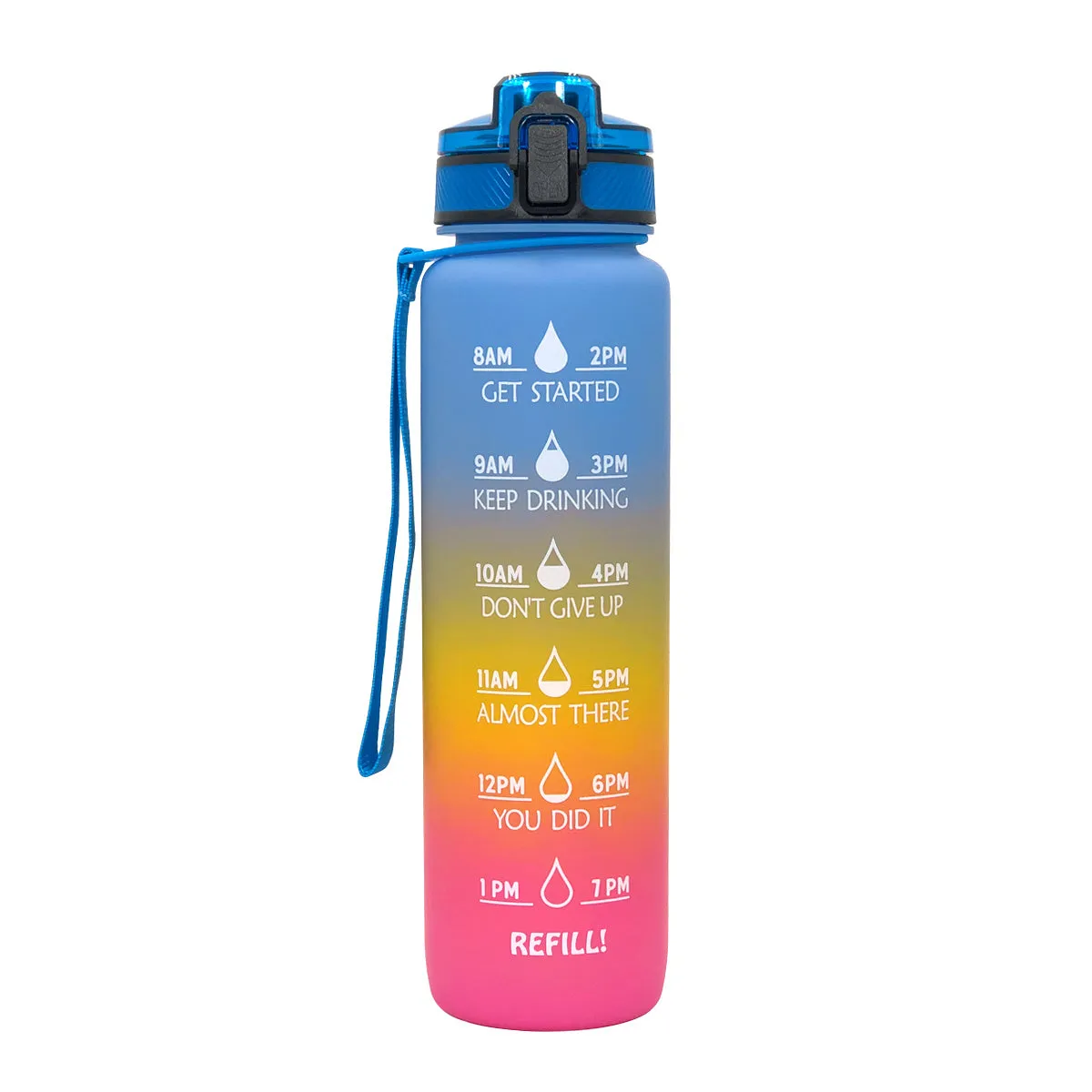 1000ml gradient plastic sports water bottle in grey with secure lid
