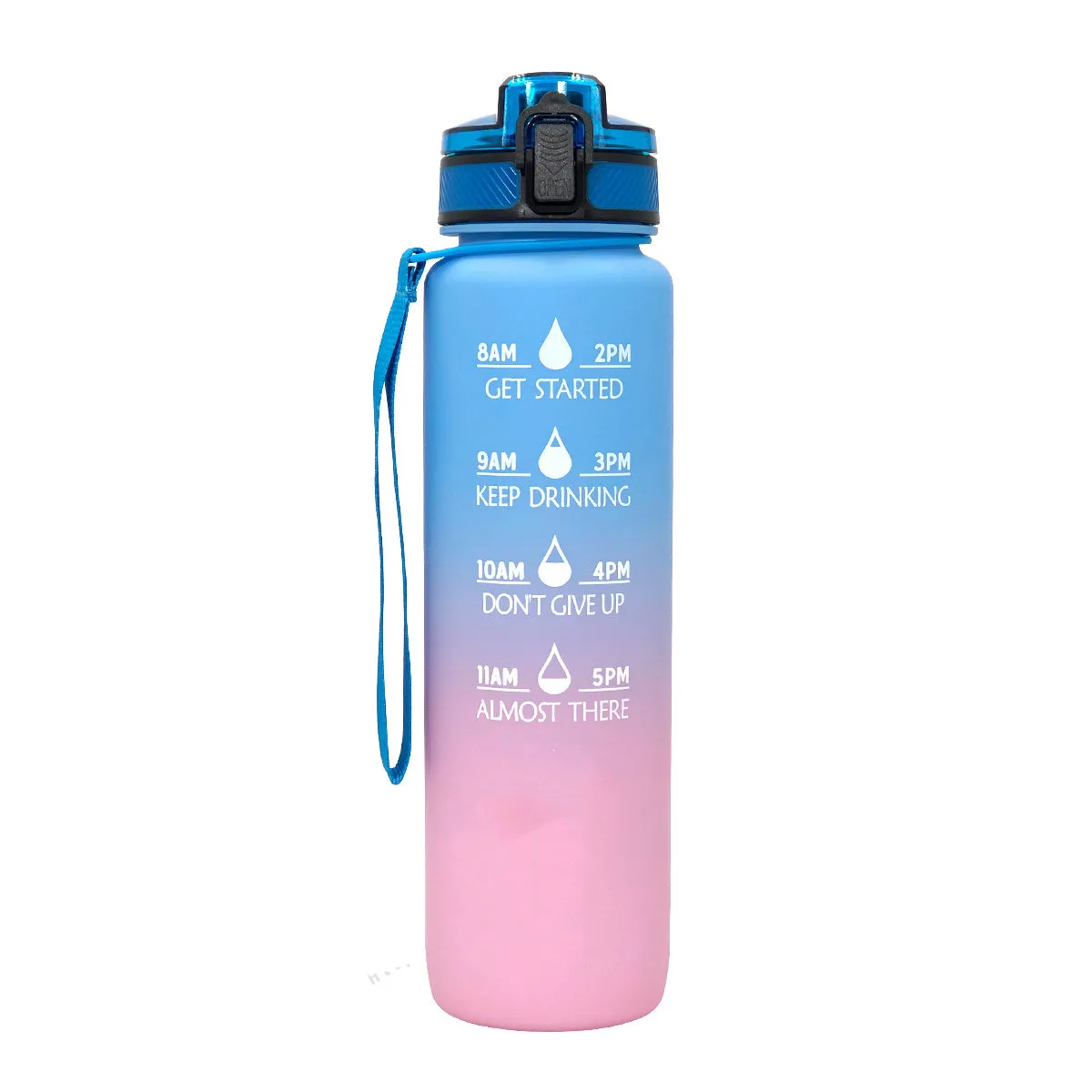 1000ml gradient plastic sports water bottle in grey with secure lid