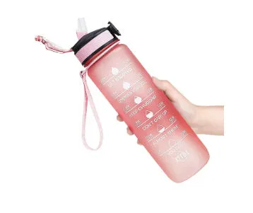 1000ml gradient plastic sports water bottle in grey with secure lid