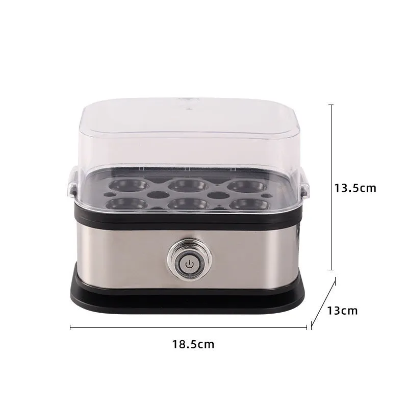 Black portable stainless steel egg boiler with carrying belt for travel and camping use