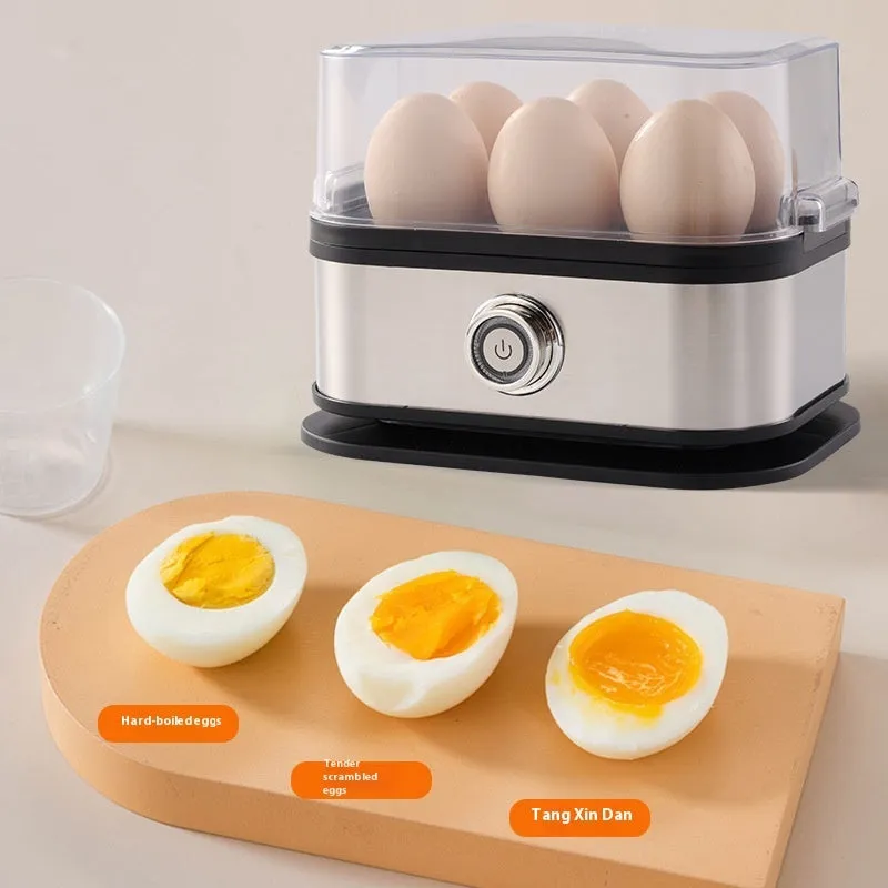 Black portable stainless steel egg boiler with carrying belt for travel and camping use