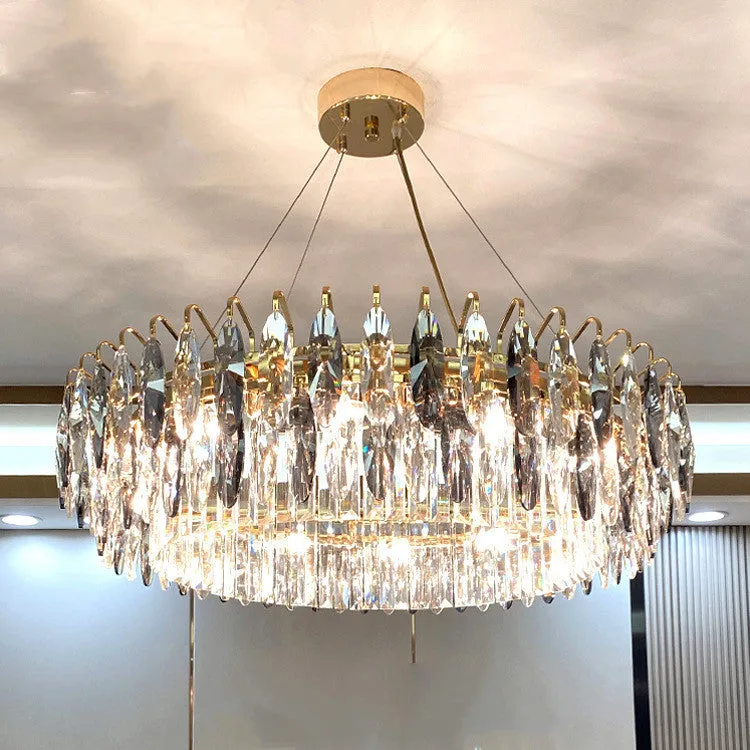 Light luxury crystal diamond chandelier with iron frame, multi-head design in diameter 600x300mm for living room