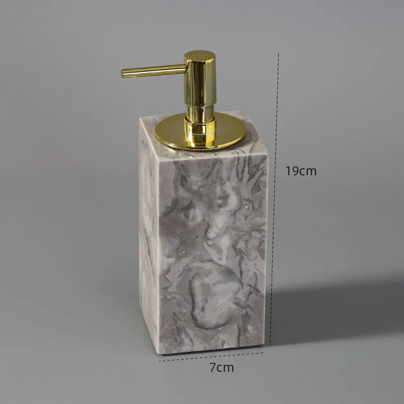 Marble bathroom toilet set with Bawang flower pattern including 16 pieces such as tissue boxes, lotion bottles, soap dishes, trays