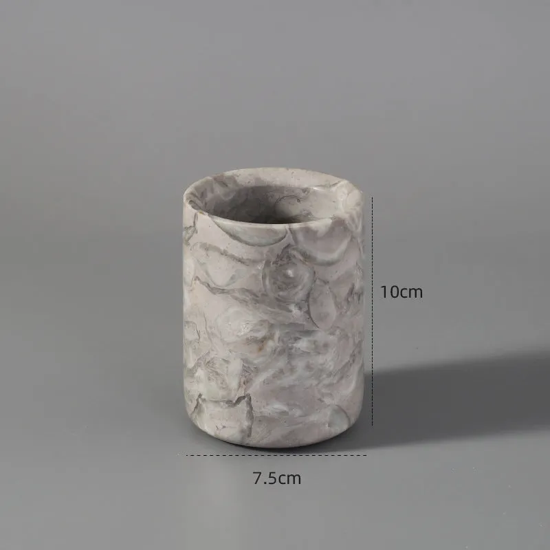 Marble bathroom toilet set with Bawang flower pattern including 16 pieces such as tissue boxes, lotion bottles, soap dishes, trays