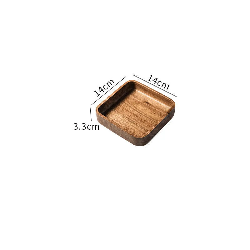 Wooden hand-painted rectangle breakfast plate in Japanese style with acacia finish