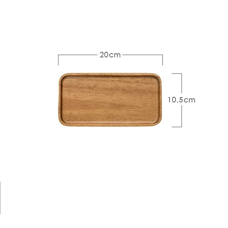 Wooden hand-painted rectangle breakfast plate in Japanese style with acacia finish