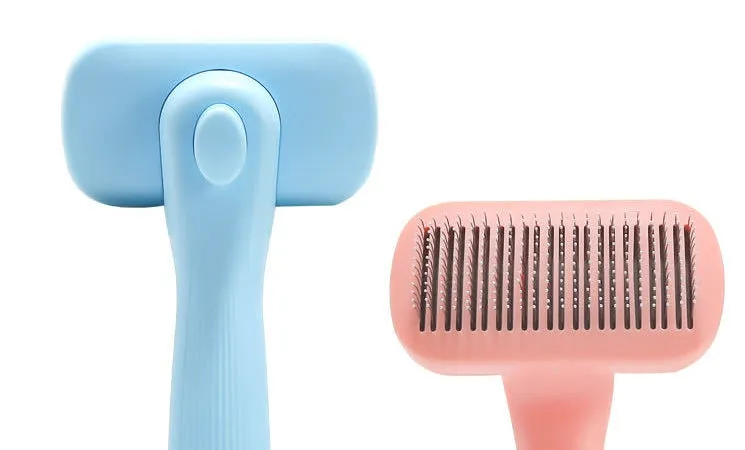 New pet needle comb for dogs and cats, plastic, 144g, pink and blue grooming brush