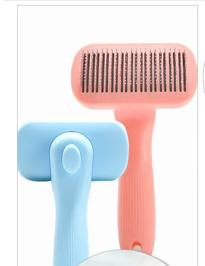 New pet needle comb for dogs and cats, plastic, 144g, pink and blue grooming brush