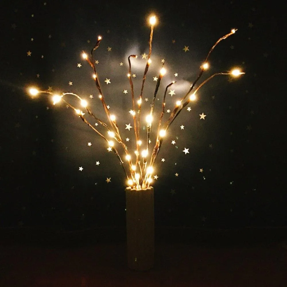 20LED twigs light string decoration with five branches, 75cm length, battery-operated, available in multiple colours