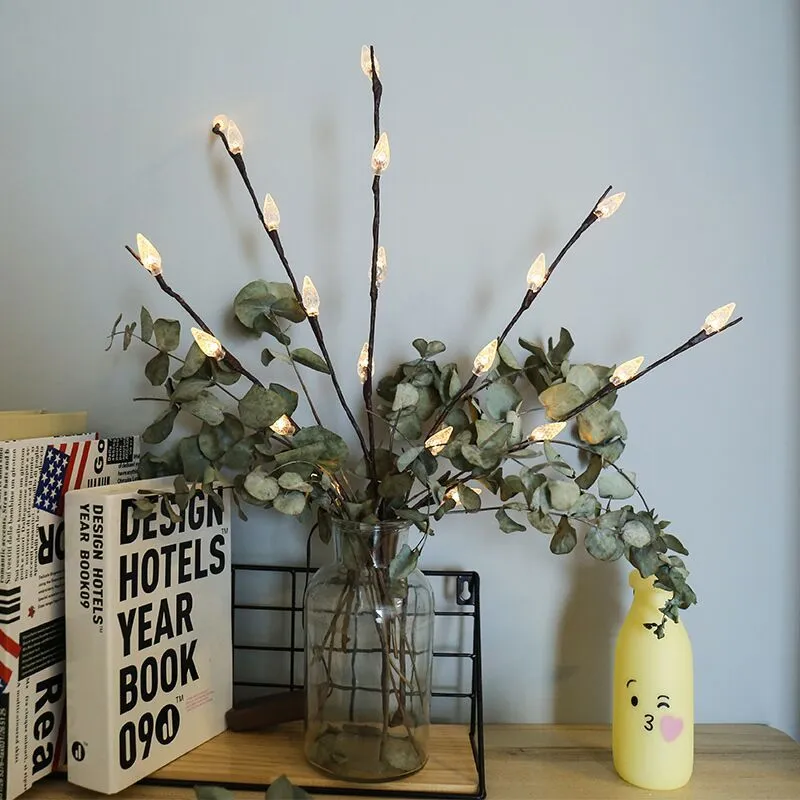 20LED twigs light string decoration with five branches, 75cm length, battery-operated, available in multiple colours