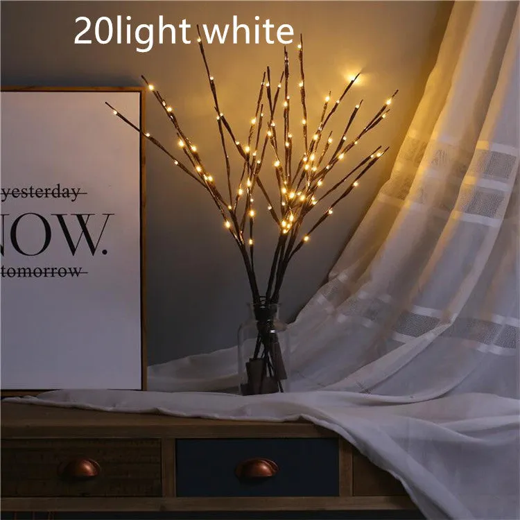 20LED twigs light string decoration with five branches, 75cm length, battery-operated, available in multiple colours