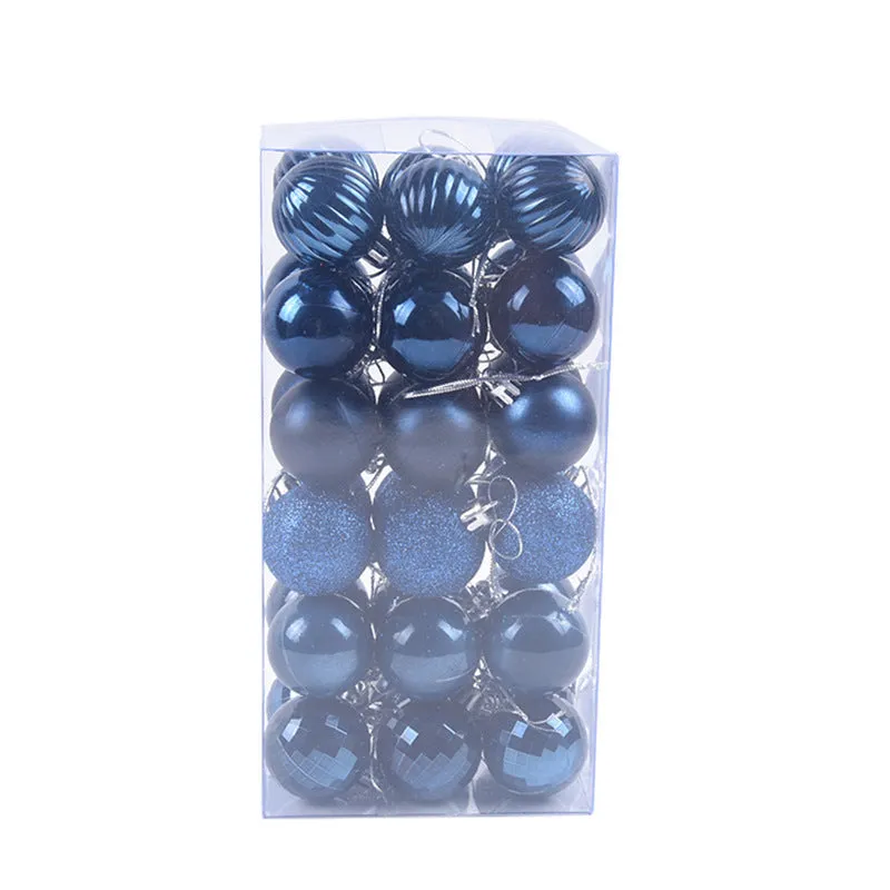 36 assorted Christmas balls in a whole box, each 4cm diameter, multicolour