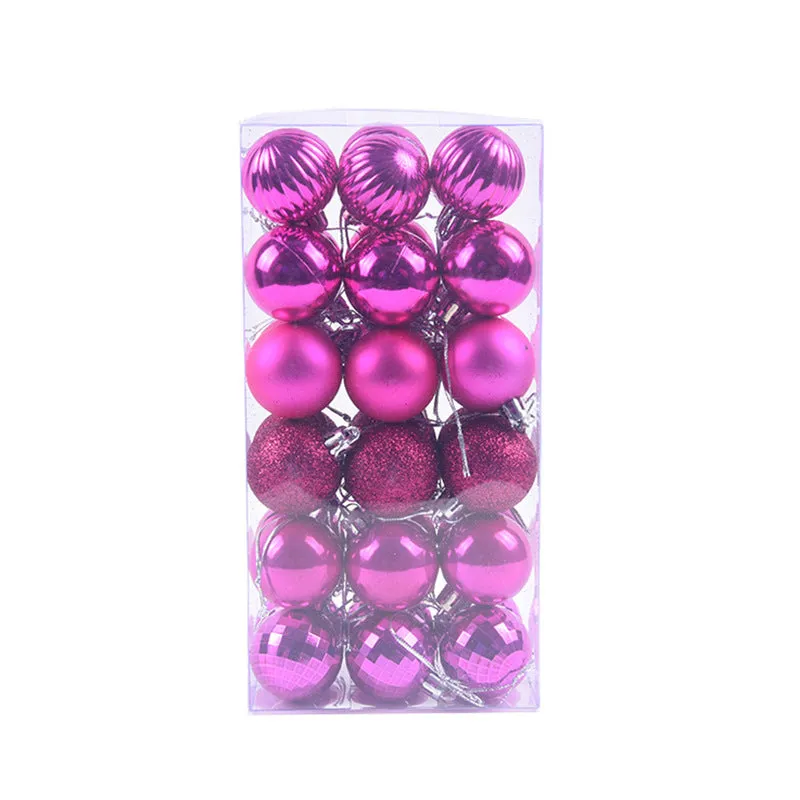 36 assorted Christmas balls in a whole box, each 4cm diameter, multicolour