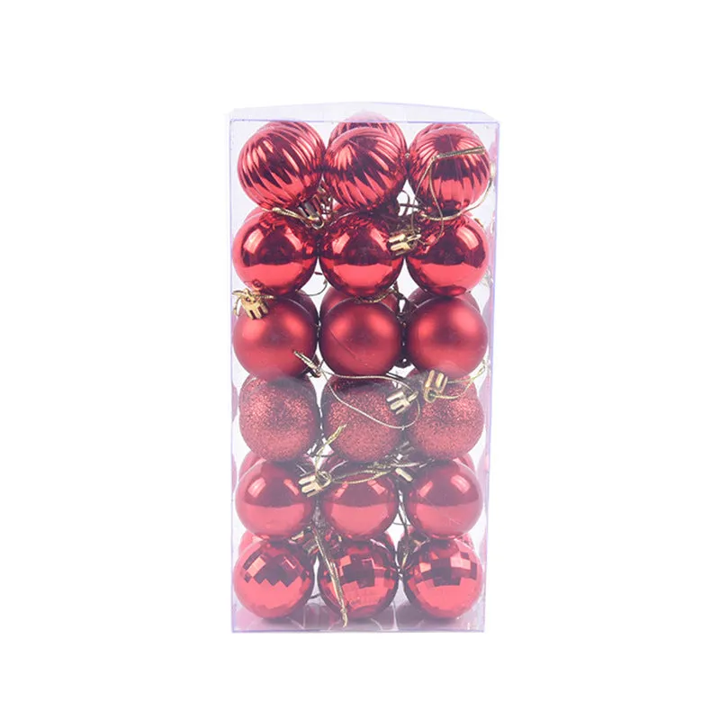 36 assorted Christmas balls in a whole box, each 4cm diameter, multicolour