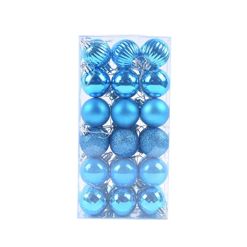 36 assorted Christmas balls in a whole box, each 4cm diameter, multicolour