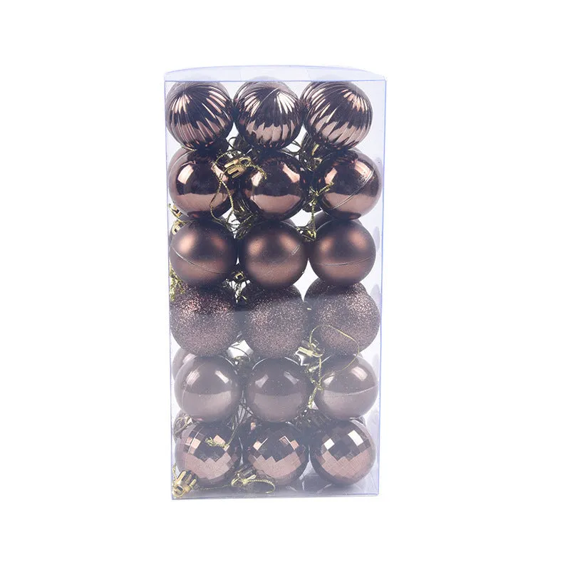 36 assorted Christmas balls in a whole box, each 4cm diameter, multicolour