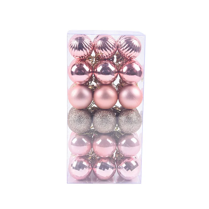 36 assorted Christmas balls in a whole box, each 4cm diameter, multicolour