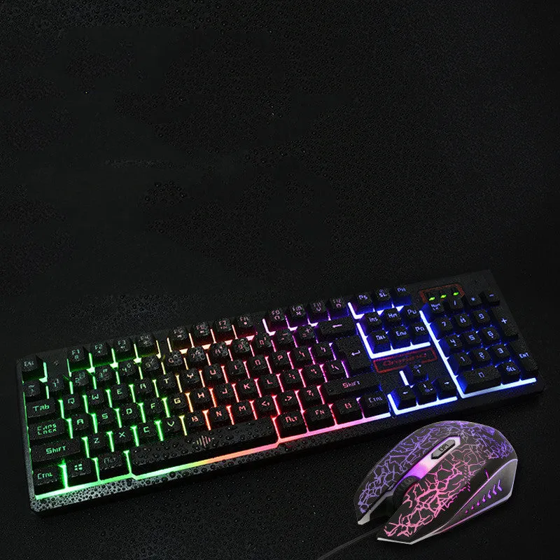 K13 black wired gaming keyboard and mouse set with USB connection and 1600 DPI optical mouse