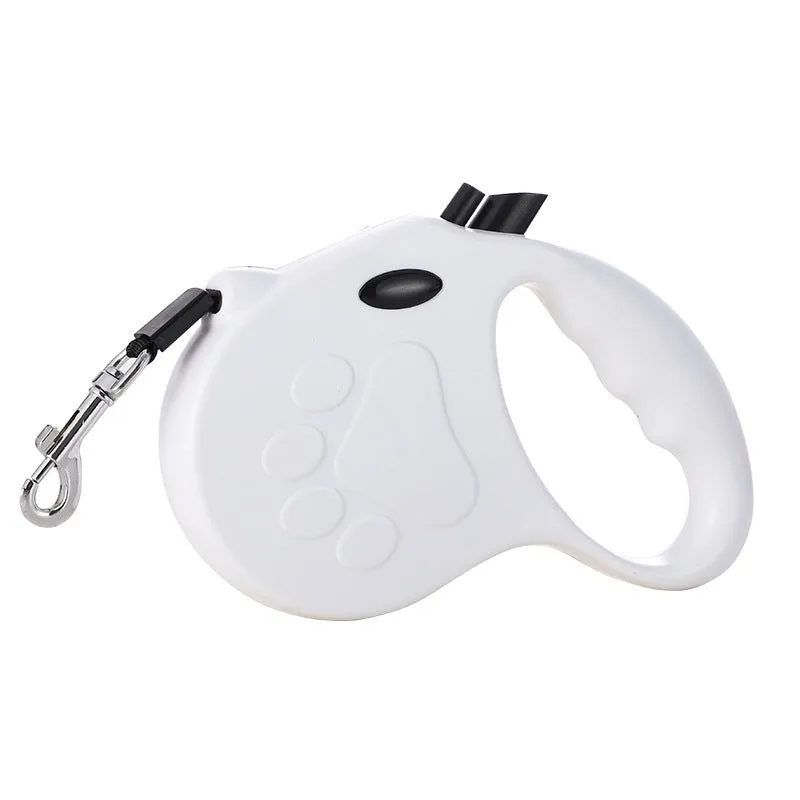 Automatic telescopic traction rope for pets in ABS, 140x168mm, with lock button and retractable cord, ten colours available