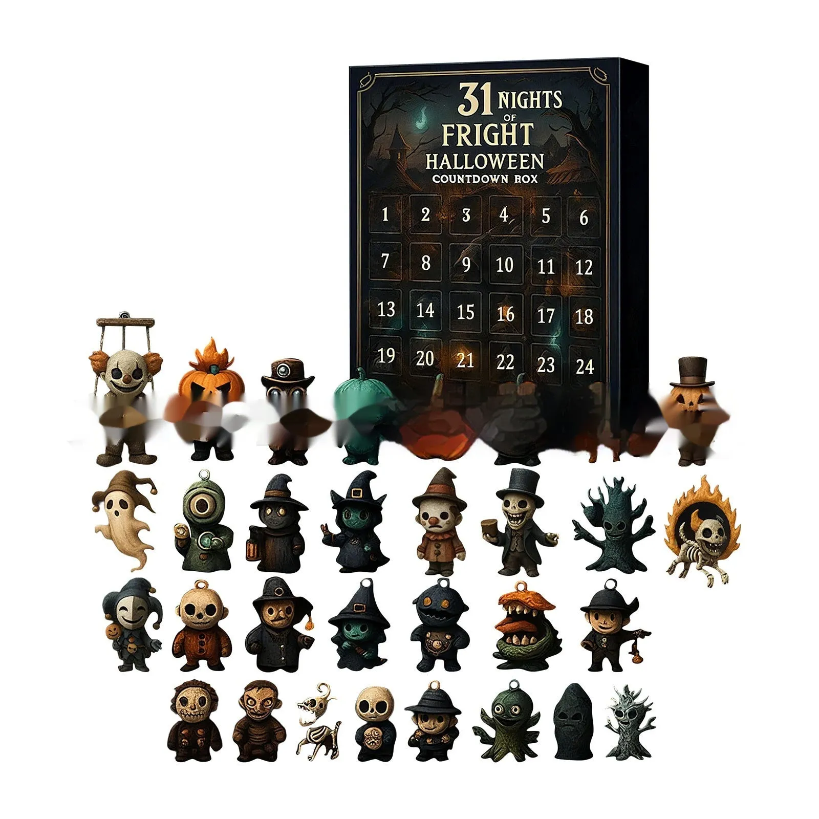 Halloween horror advent calendar blind box with doll figure for 31 night countdown