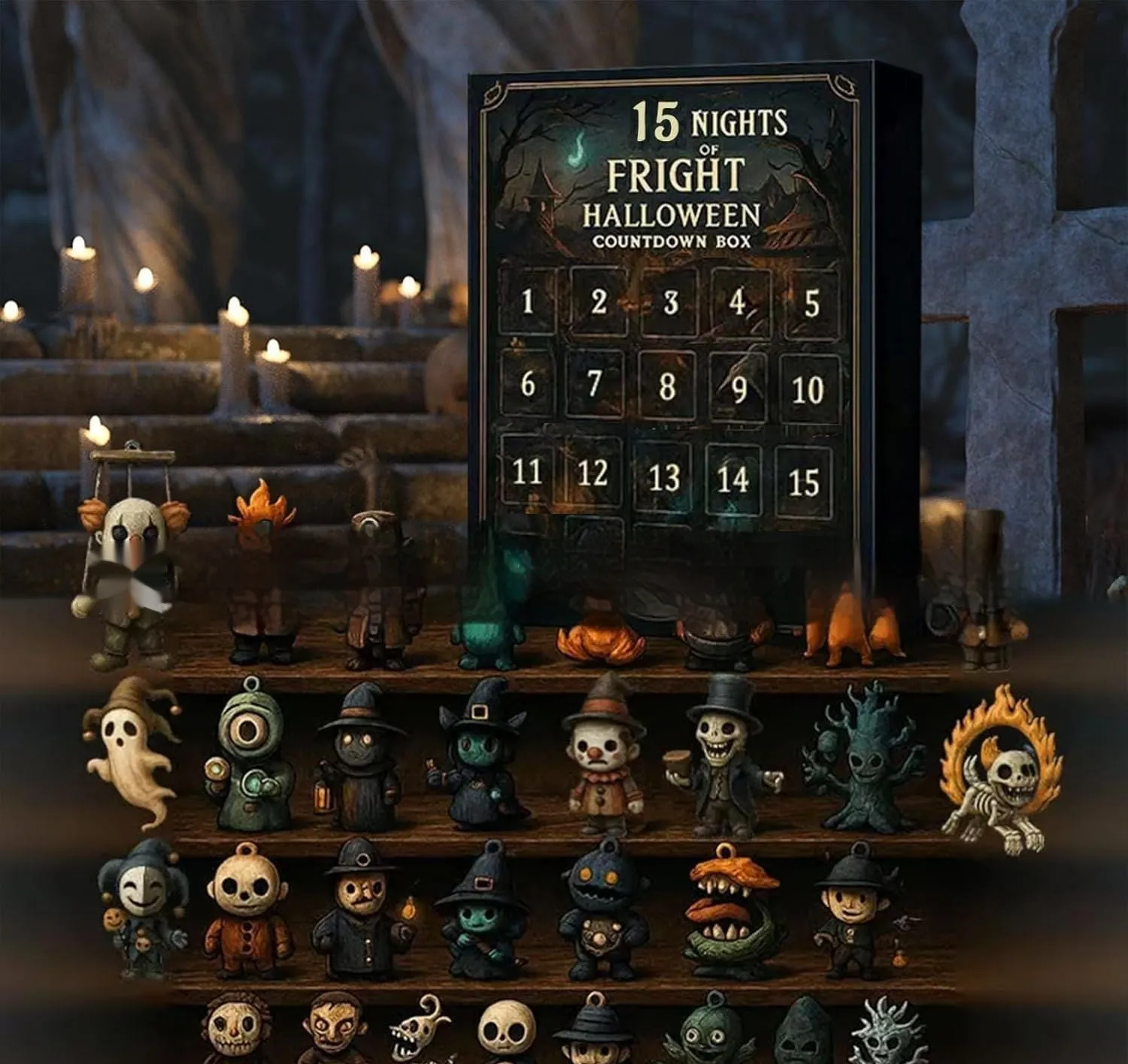 Halloween horror advent calendar blind box with doll figure for 31 night countdown