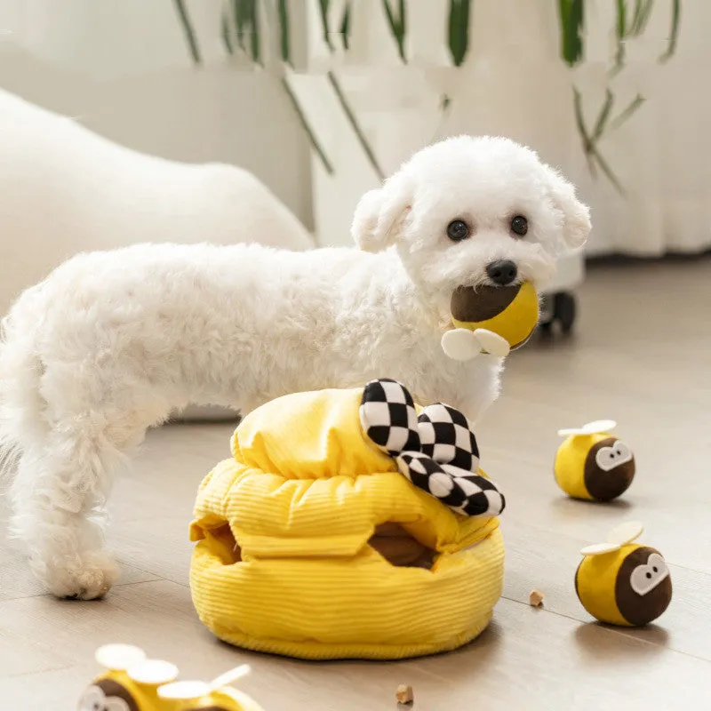 Pet dog food hiding educational toy in honey digging regular pattern made from polyester and pure cotton