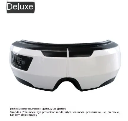 Eye massager in black and white with PU leather covering and USB cable for eye care