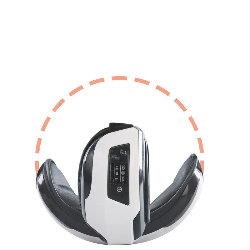 Eye massager in black and white with PU leather covering and USB cable for eye care